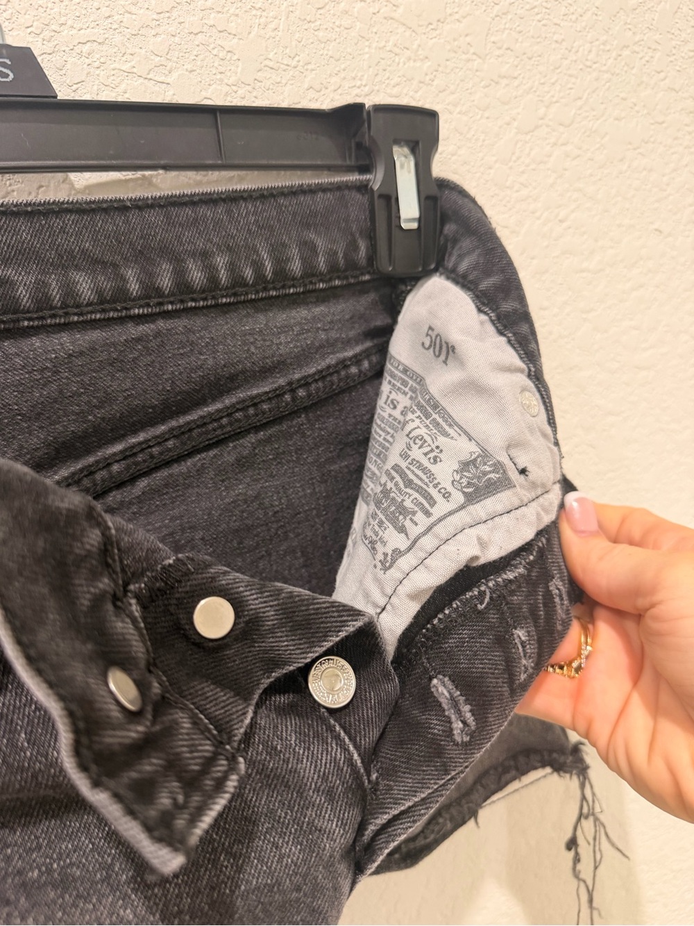 Levi's Black Washed Denim Cutoff Shorts - Picture 4 of 5